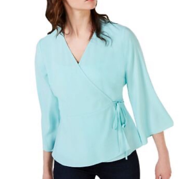 Vince Camuto Aqua Peplum Hem Wrap Top